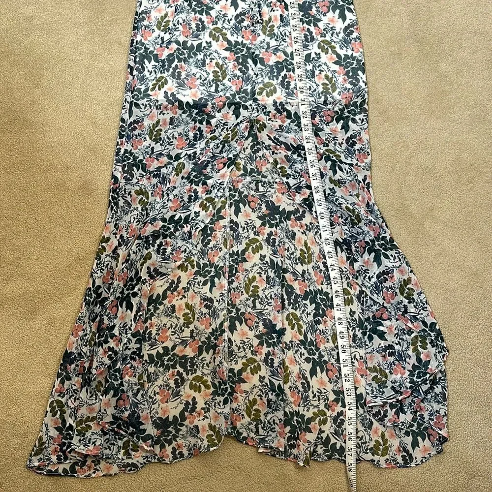BCBGeneration Slit Floral Maxi Sheer Partially Lined Women Spring Dress Size XS